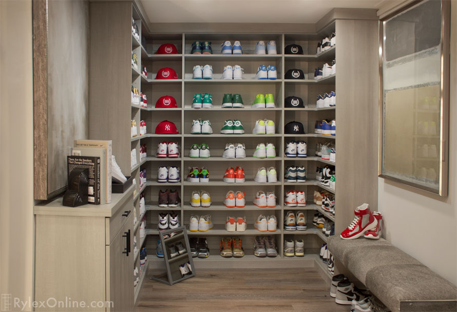 Master Closet for Shoe Collectors with Easy Access Shelving