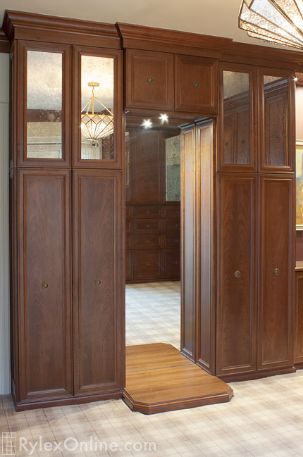 Cabinets with Mercury Glass Doors and Full Length Mirror with LED Lighting