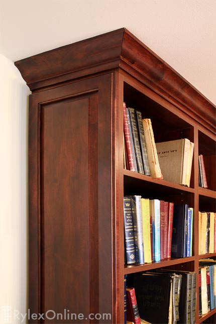 Library Bookcase with Crown Moulding Close Up
