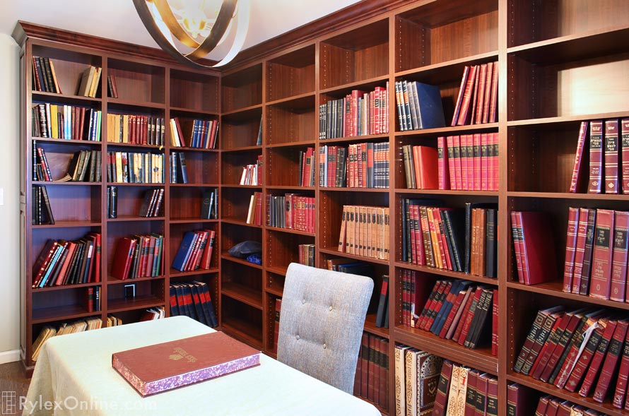 Library Study Bookcases Fill Two Corner Walls