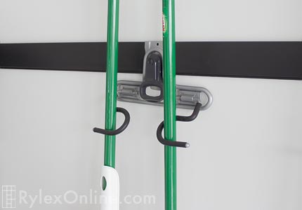 Garage Double Hooks for Brooms Close Up