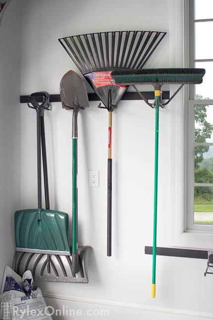 Fast Track Garage Wall Rack for Shovels, Rakes and Brooms