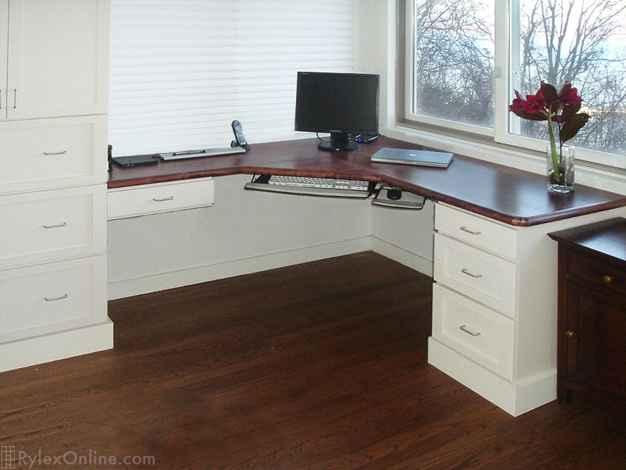 Corner Mahogany Office Built In Desk Shaker Cabinets Hudson