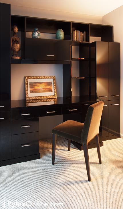 Functional Home Office with Guest Room Storage