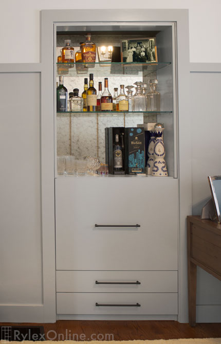 Personalized Home Office with Liquor Cabinet