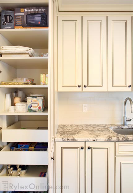 Kitchen Pantry Cabinet with Pullout Drawers and Shelves