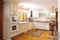 Warm White Kitchen Cabinets and Corner Cabinet