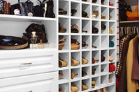 Master Closet with Open Shoe Cubbie Shelves