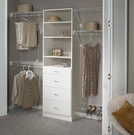 Wire Shelving and Wood Cabinet Combination