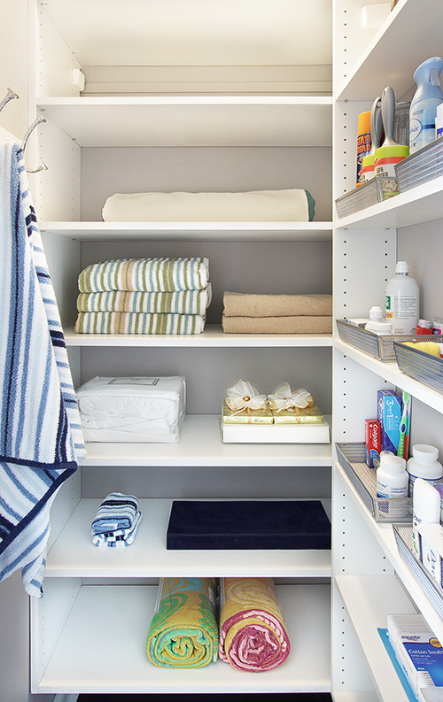 Bathroom Linen Closet with Adjustable Shelves