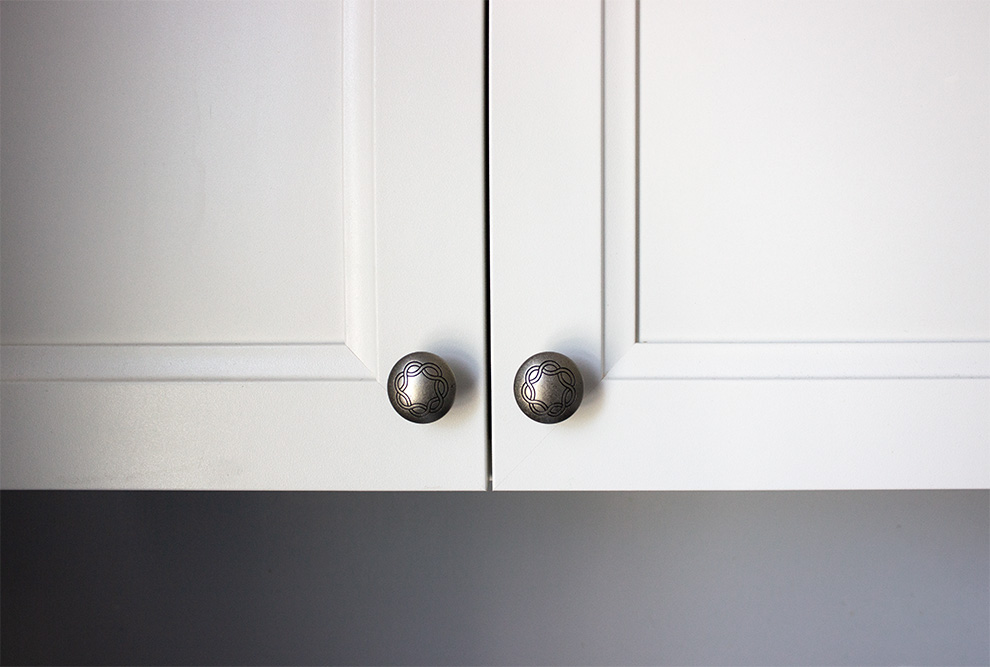 Classic White Bathroom Medicine Cabinet Close Up on Detail