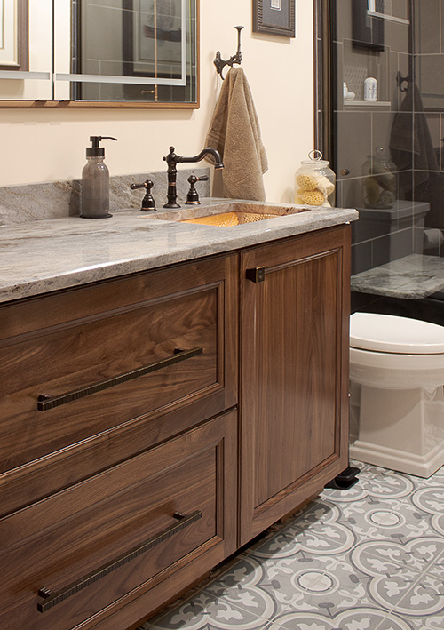 Customer Specific Storage in this Walnut Vanity