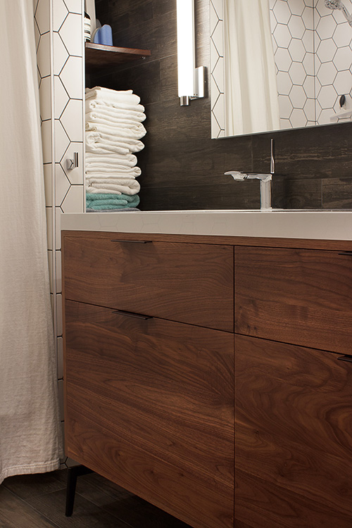 Bathroom Vanity with Closed Hair Tool Drawer