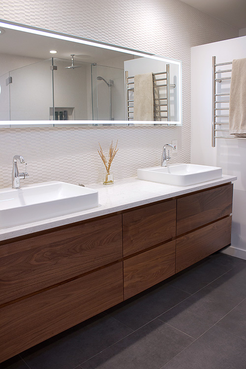 Double Walnut Floating Vanity