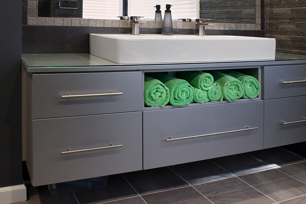 Glossy Grey Floating Vanity