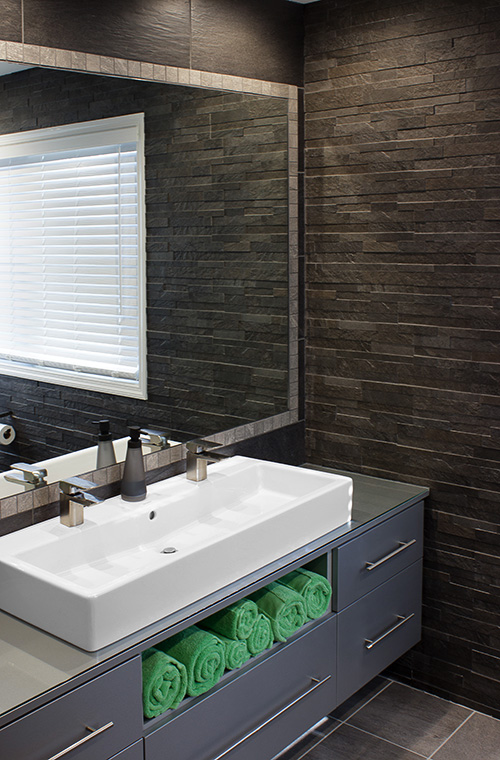 Glossy Grey Vanity with Storage