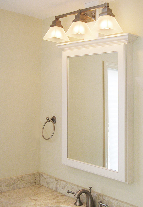 Bathroom Mirror for Recessed Cabinet with Adjustable Glass Shelves