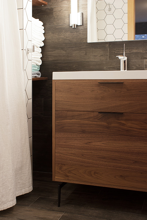 Modern Vanity in Walnut Wood