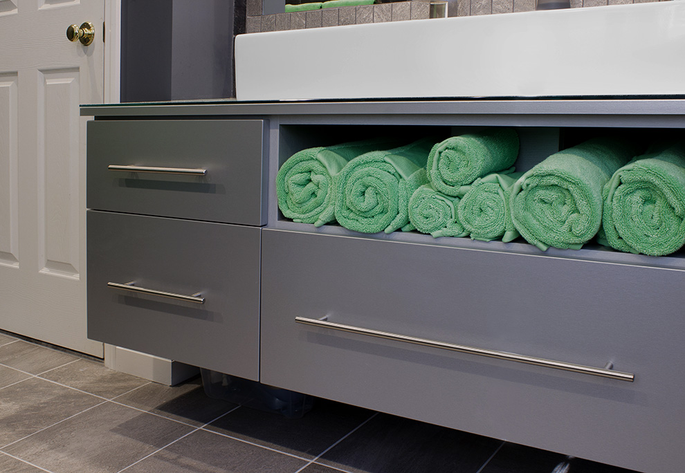 Sophisticated Vanity with Towel Storage