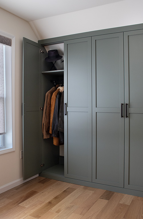 Fern Green Built-In Wardobe for Bedroom with Sloped Ceiling