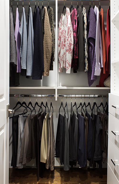 Compact Walk-In Closet Hanging Space