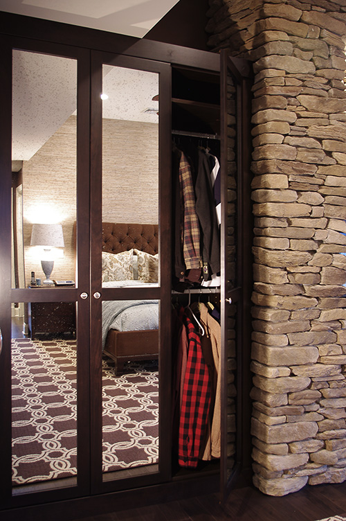 Mirrored Armoire Closet with Hanging Space