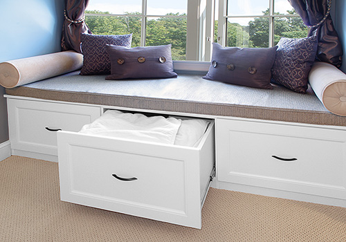 Bedroom Window Seat with Drawer Storage