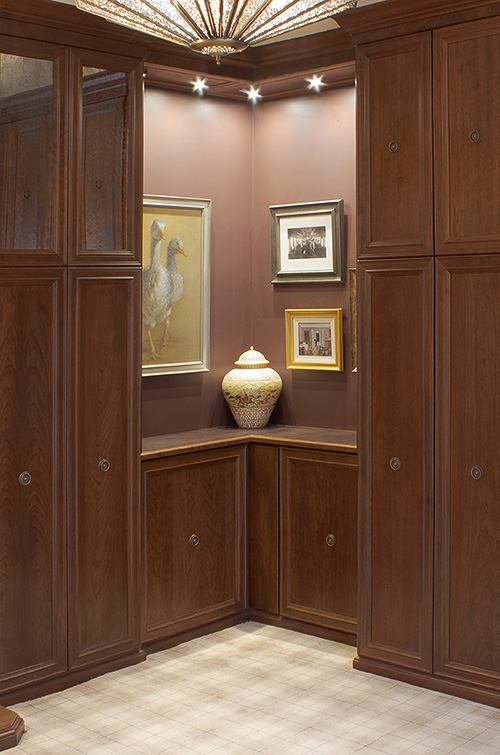 Closet Corner Cabinet with Counter and Dimmer Lights