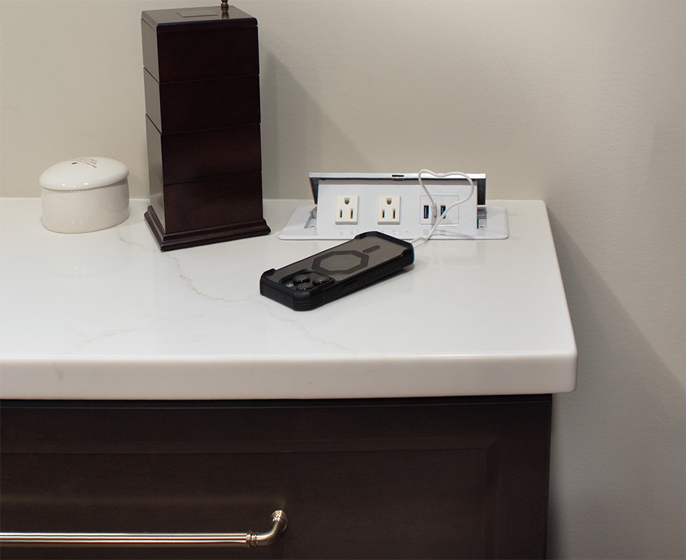 Custom Closet Power-Data Pop-Up in Cabinet
