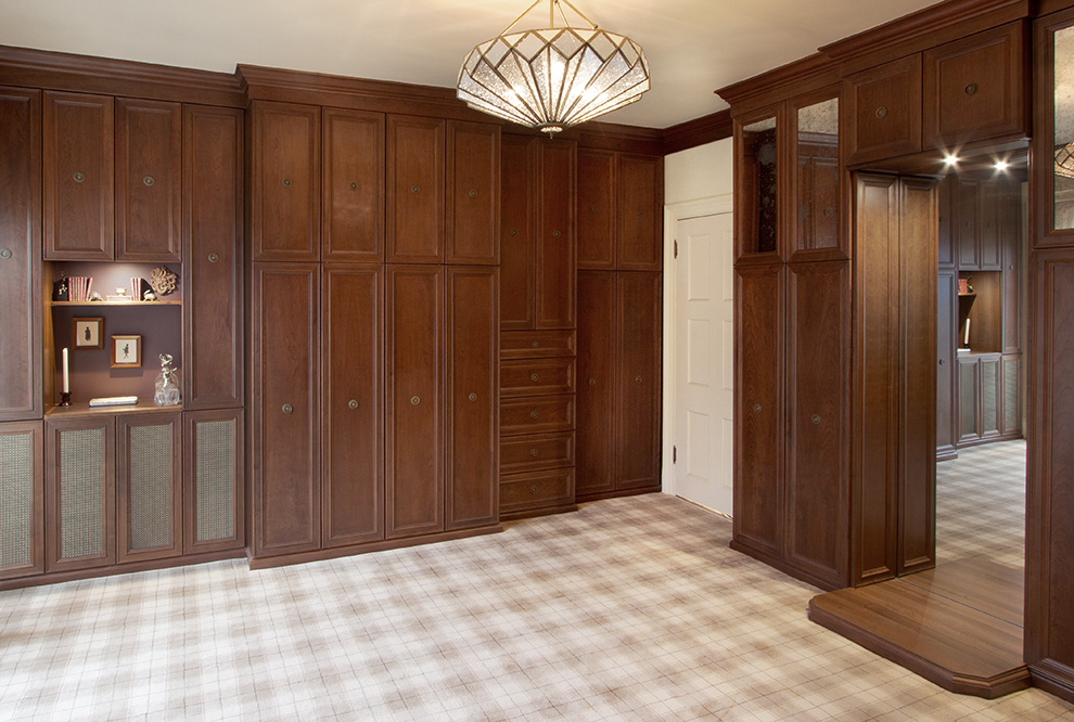 Wall Filled Closet Cabinets with Drawers, LED Lighting Open Shelves and Full Length Mirror