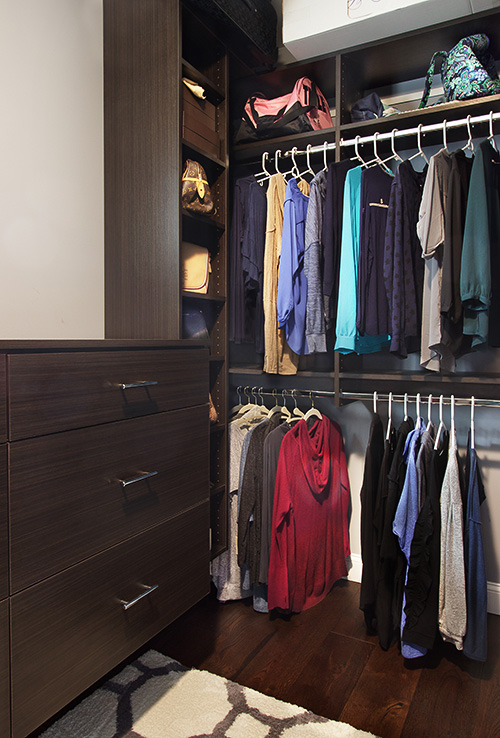 Closet Organized by Business Apparel and Casual Clothes
