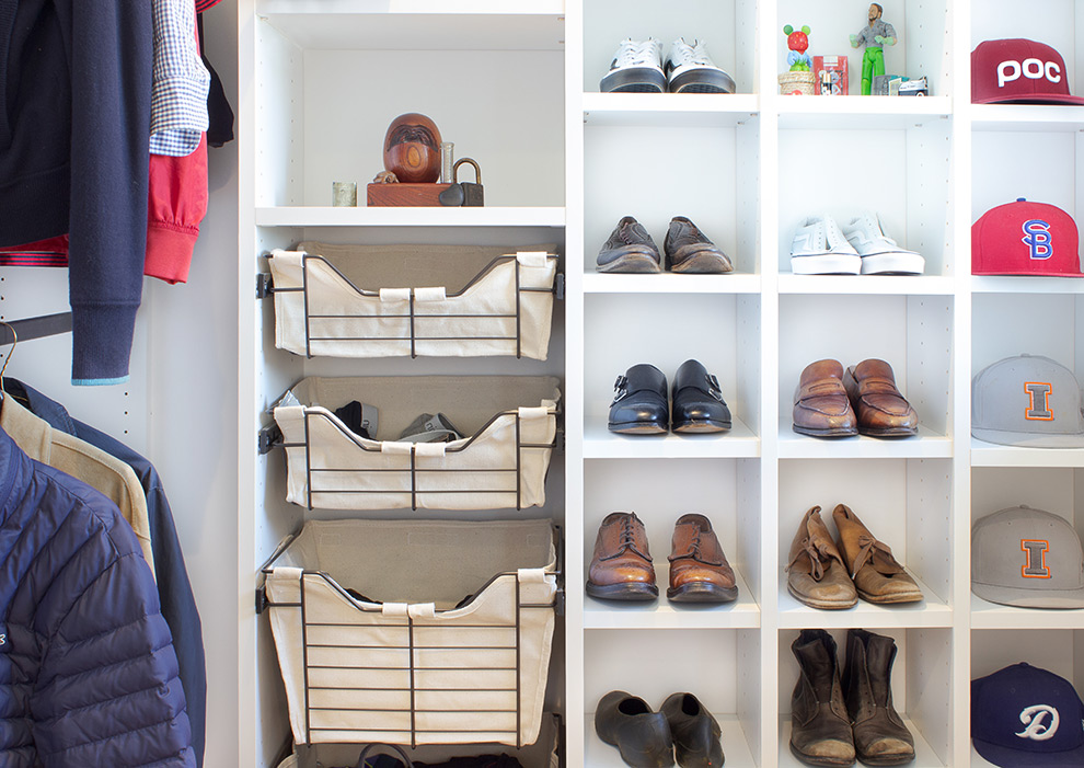 Custom Closet with Lined Sliding Baskets