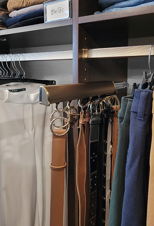 Custom Closet with Sliding Belt Rack