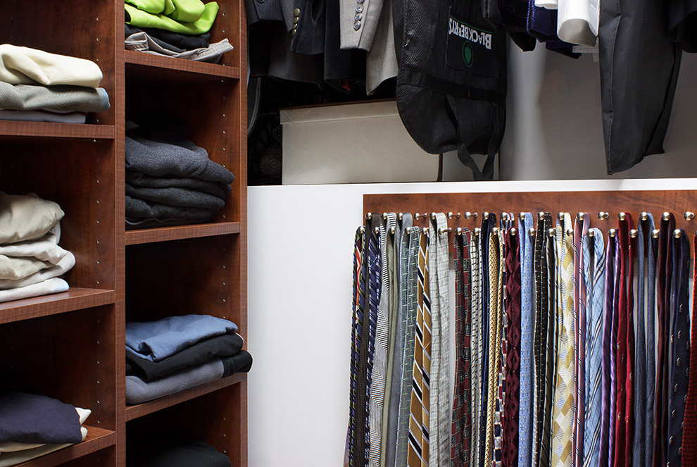 Closet Shelves and Tie Rack Holds 50 Ties