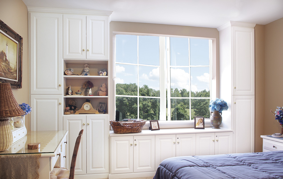 Custom Fit Bedroom Cabinets Floor to Ceiling with Window Nook