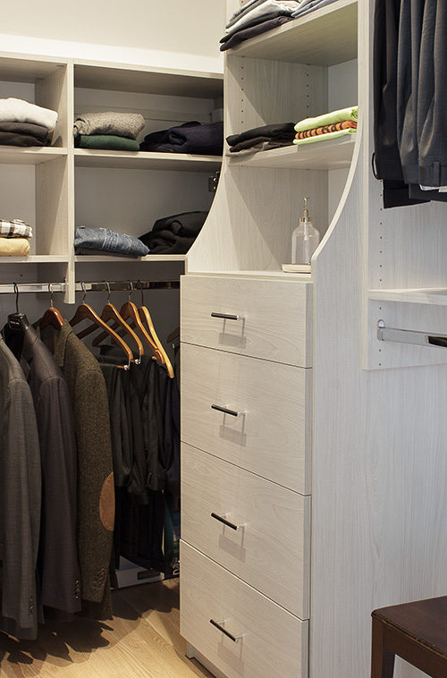 Dual Closet with Men's Hanging Pants with Hutch