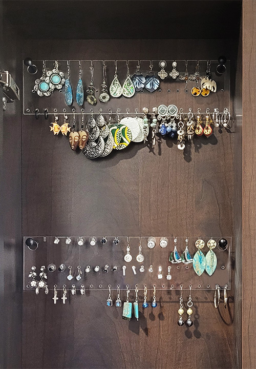 Built-In Jewelry Storage Cabinet with Acrylic Earring Holders