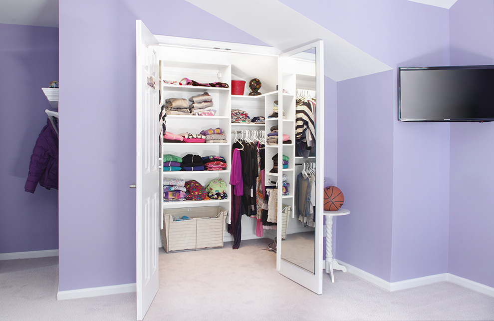 Closet Cabinets with Adjustable Open Shelves and Hanging Space