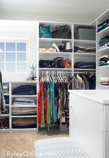 Floor to Ceiling White Closet Shelving | Bedroom Closet | Wesley Hills, NY