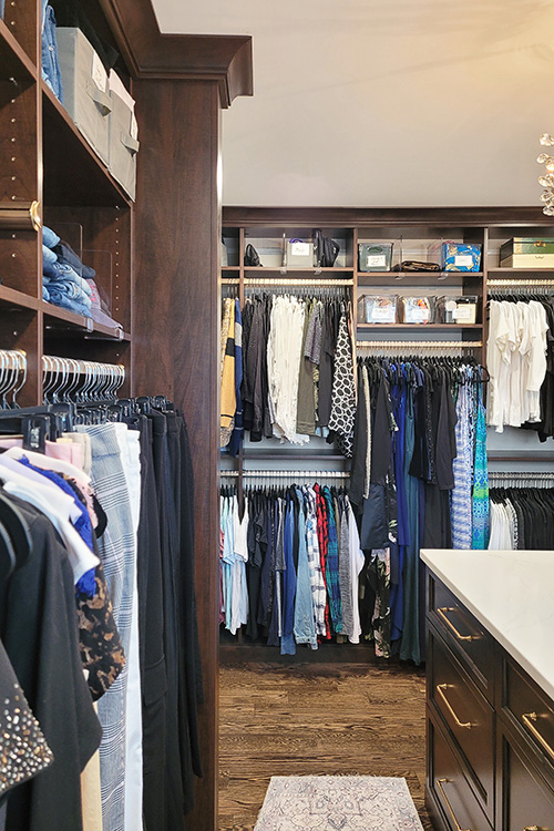 Ladies Maximum Closet with Abundant OPen Storage, Varied Hanging Space for Long Dresses, Pants and Tops