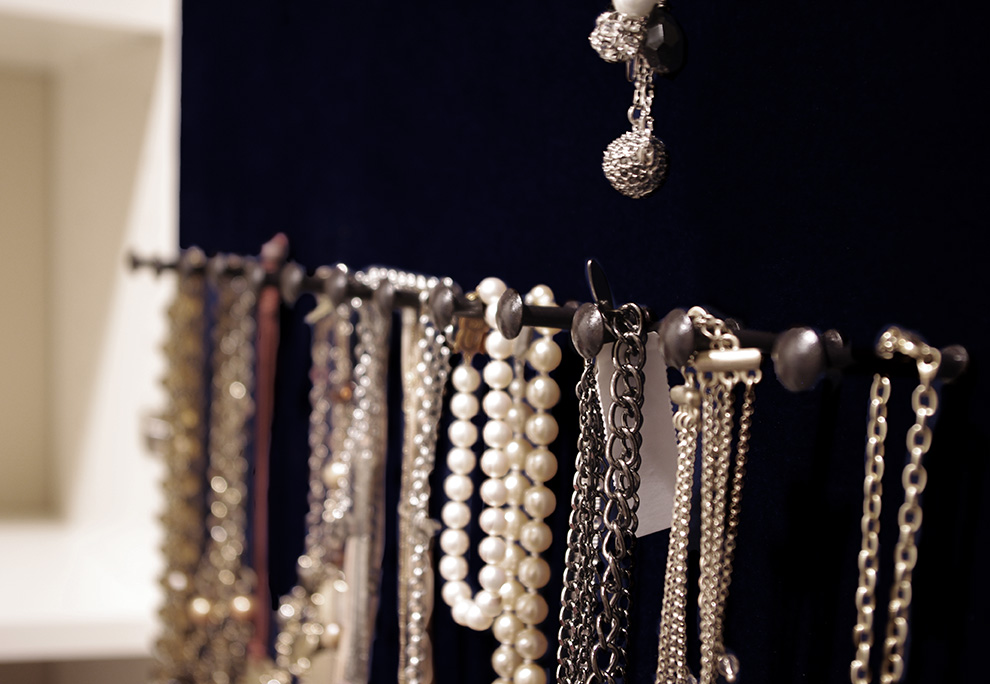 Velvet Lined Necklace Closet Door