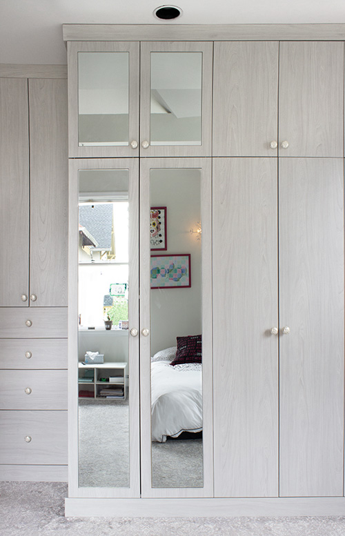 Kid's Drawer Cabinet and Mirrored Cabinet Doors