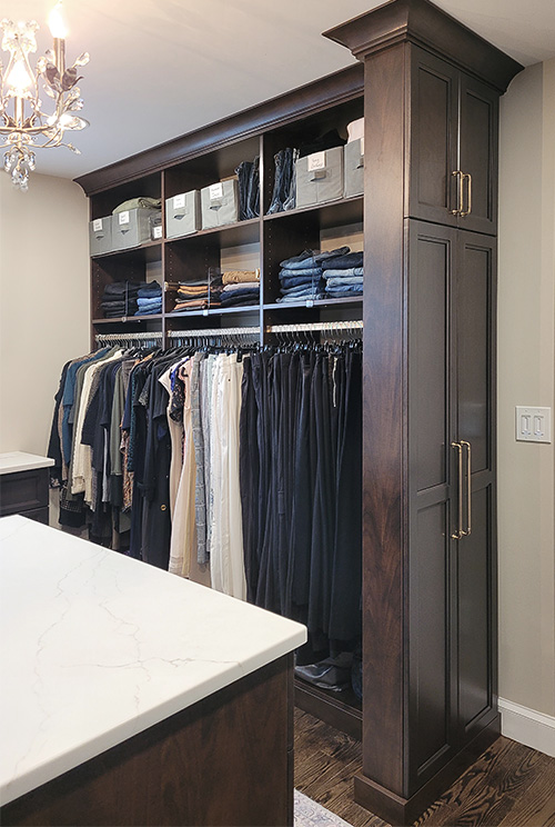 Master Closet Jewelry and Scarf Storage Cabinet, Hanging Space and Open Shelves