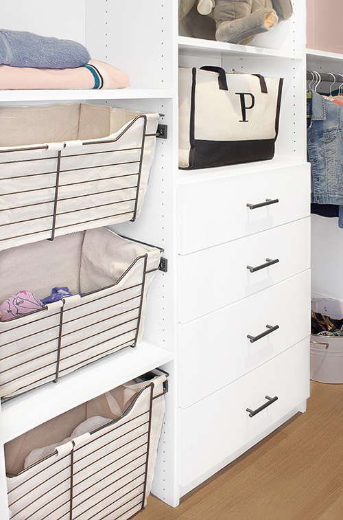 Sliding Baskets for Kids Closet Storage