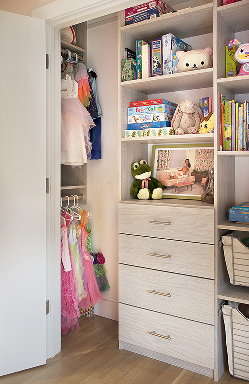 Kids Closet with Stacking Shelves and Hanging Rods