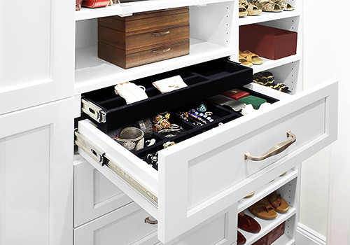Double Drawer Velvet Lined Jewelry Drawer