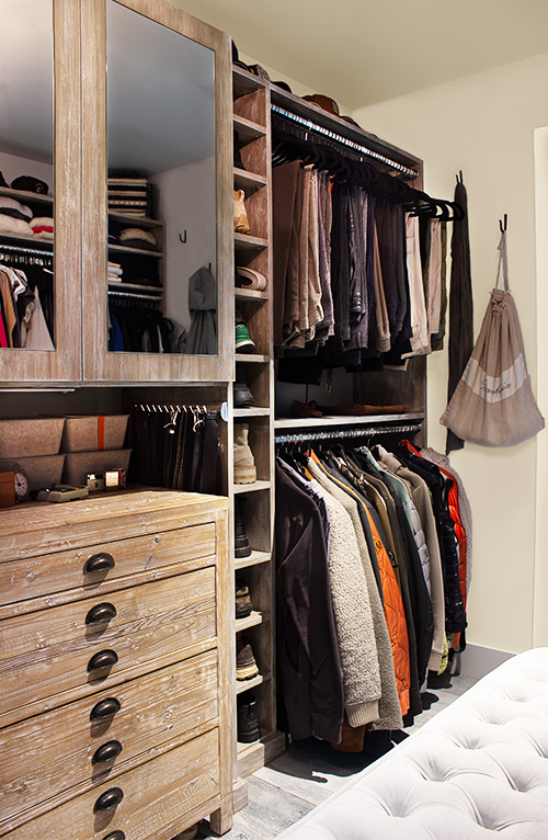Custom Walk-In Primary Closet Remodel with Shoe Cubbies and Mirrored Cabinet Doors
