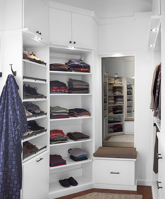 Custom Closet with Storage Bench