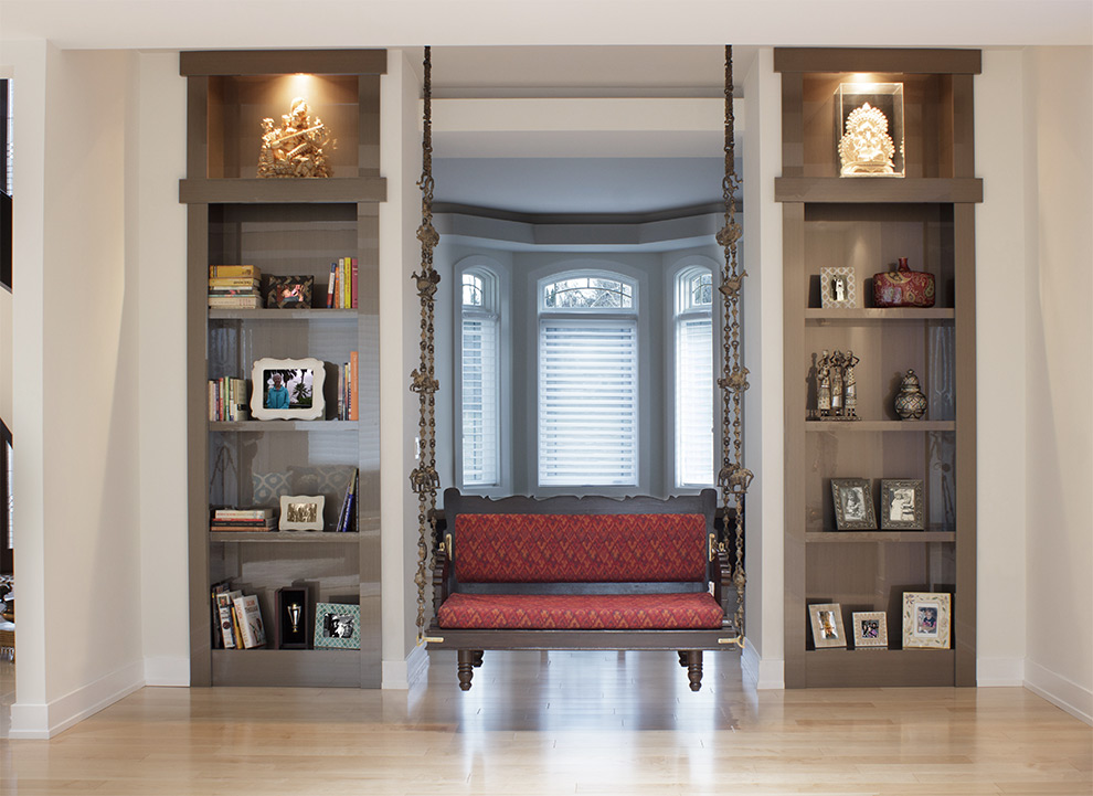 High Gloss Wire Bronze Finished Built-In Cabinet Bookcases and Display Shelves