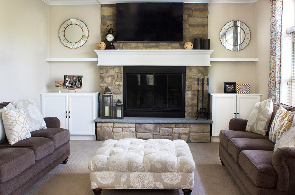 Fireplace Cabinets with Floating Shelves